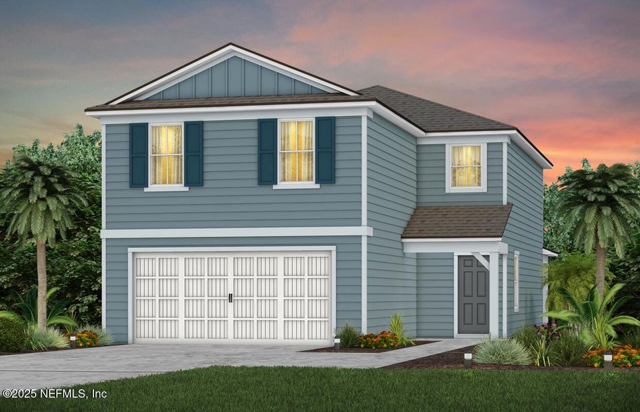 Front exterior of a new home in Wells Landing, Jacksonville, FL, highlighting curb appeal (Image 1). Front exterior of a new home in Wells Landing, Jacksonville, FL, highlighting curb appeal (Image 1).