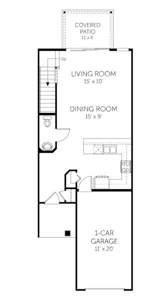 2D floor plan layout for the Warbler - Townhomes by Dream Finders Homes in Brook Forest - Townhomes, St. Augustine, FL (Image 4). 2D floor plan layout for the Warbler - Townhomes by Dream Finders Homes in Brook Forest - Townhomes, St. Augustine, FL (Image 4).