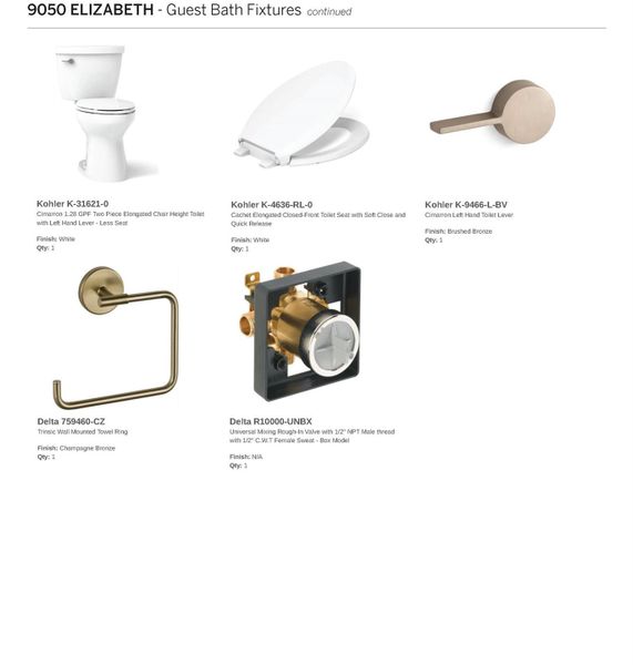 Guest Bathroom Fixtures (Continued) Guest Bathroom Fixtures (Continued)