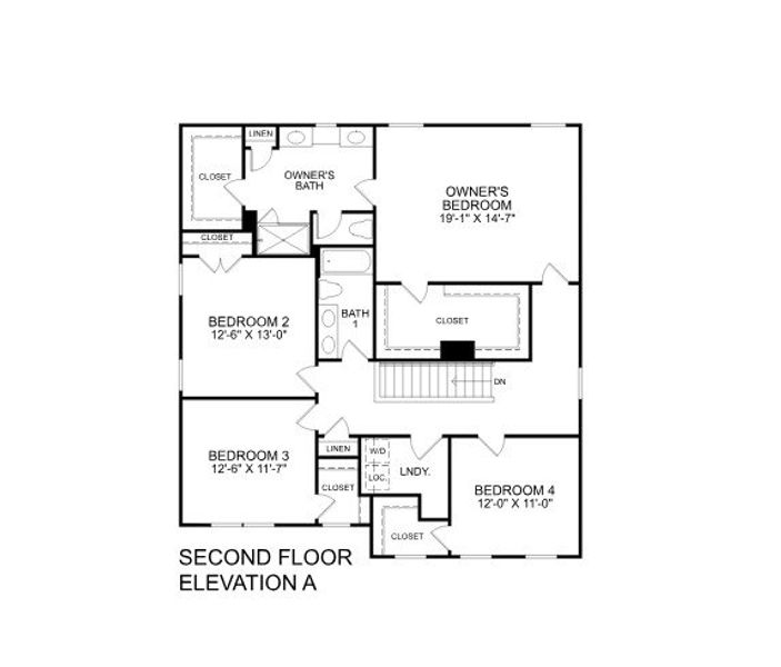 2D floor plan layout for the Hudson by Ryan Homes in Cainhoy Preserve, Huger, SC (Image 3).