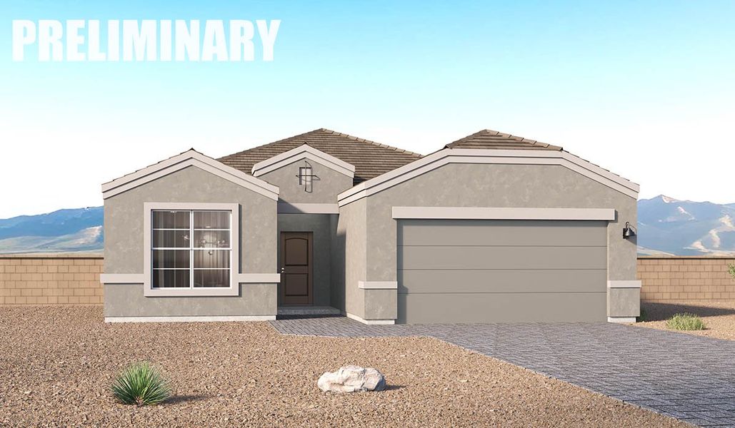 Representative exterior photo of a completed home built from the Hampton - Plan 1595 by D.R. Horton in Solterra, Green Valley, AZ (Image 4). Representative exterior photo of a completed home built from the Hampton - Plan 1595 by D.R. Horton in Solterra, Green Valley, AZ (Image 4).