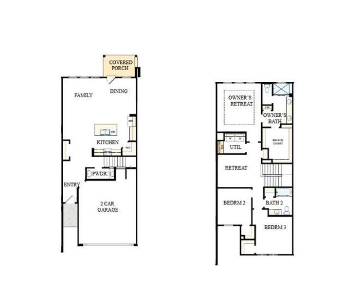 2D floor plan layout of this home in Westview Towns, Waxhaw, NC (Image 5).