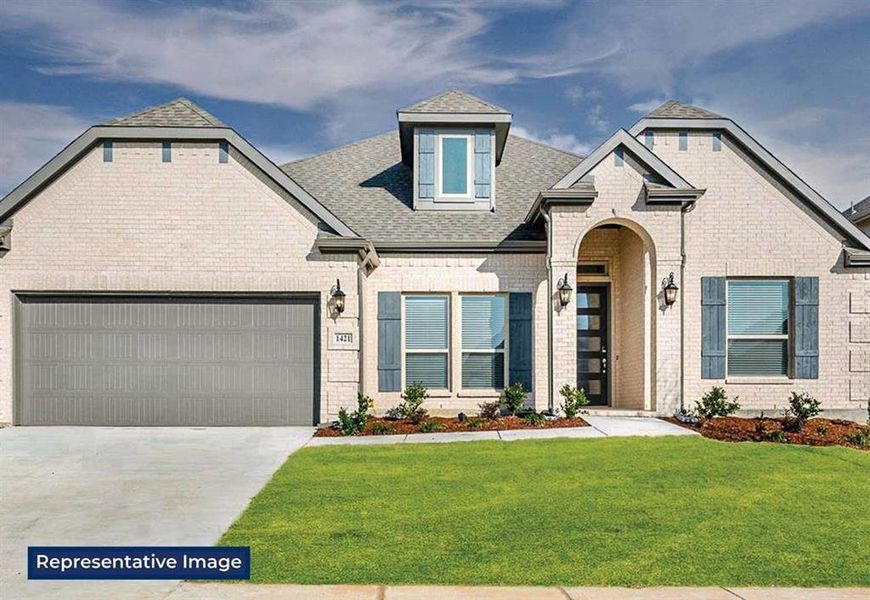 Front exterior of a new home in High Country, Burleson, TX, highlighting curb appeal (Image 1). Front exterior of a new home in High Country, Burleson, TX, highlighting curb appeal (Image 1).
