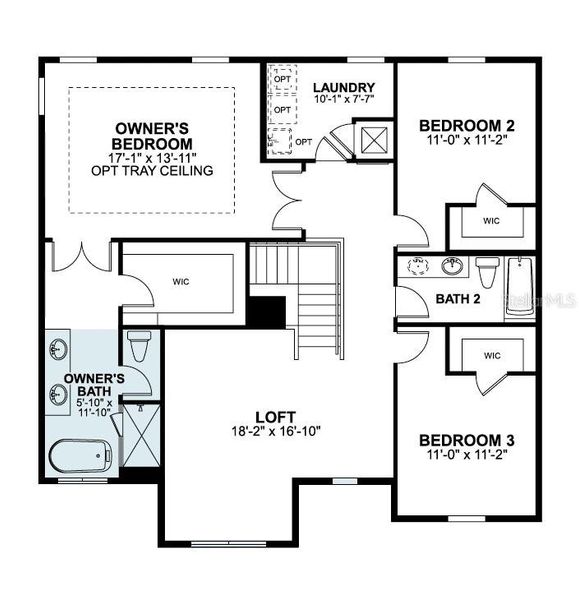 2D floor plan layout of this home in Eden at Crossprairie, St. Cloud, FL (Image 4).