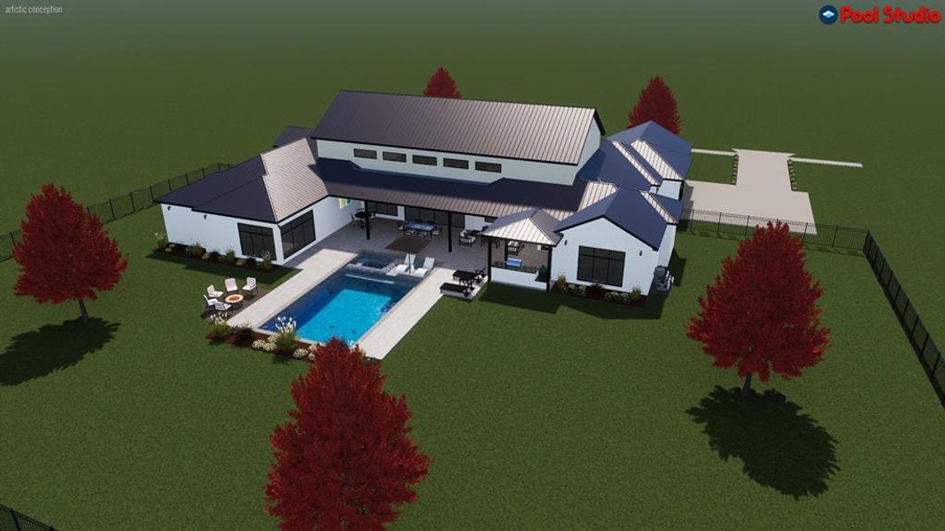 View of subject property with a pool