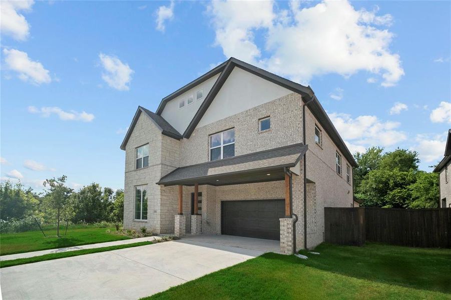 Front exterior of a new home in , Garland, TX, highlighting curb appeal (Image 28). Front exterior of a new home in , Garland, TX, highlighting curb appeal (Image 28).