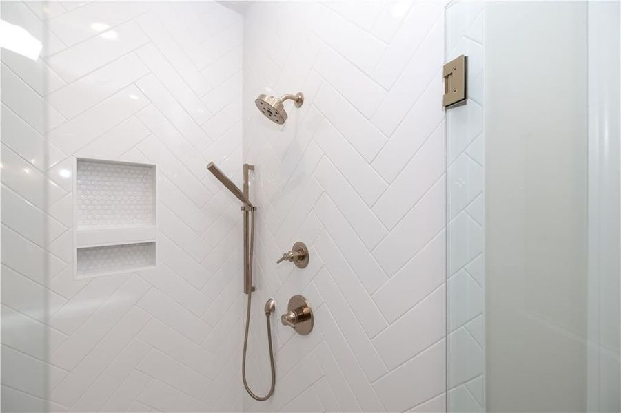 Bathroom view of tiled shower Bathroom view of tiled shower