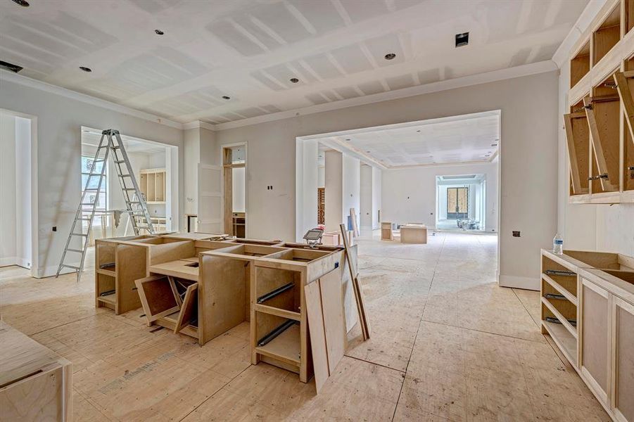 Kitchen as of April 3, 2025. Open to the spacious living room. Breakfast room and guest suite entrances to the left. Kitchen as of April 3, 2025. Open to the spacious living room. Breakfast room and guest suite entrances to the left.