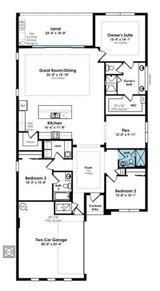 2D floor plan layout of this home in The Cove at Park Trace, Stuart, FL (Image 3).