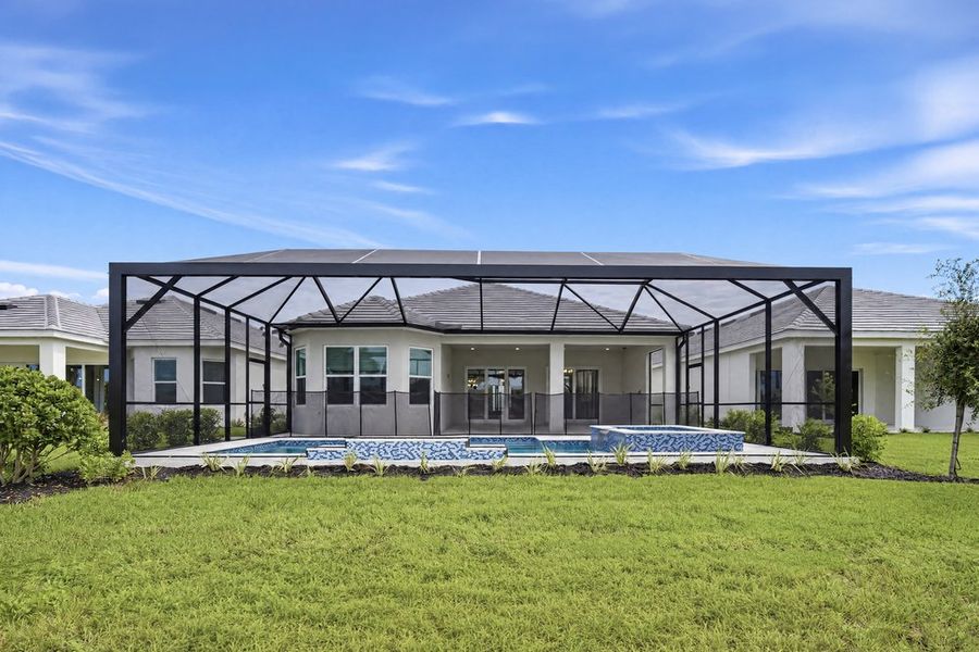 Exterior details and patio area of a home in Esplanade at Azario Lakewood Ranch, Bradenton (Image 3).