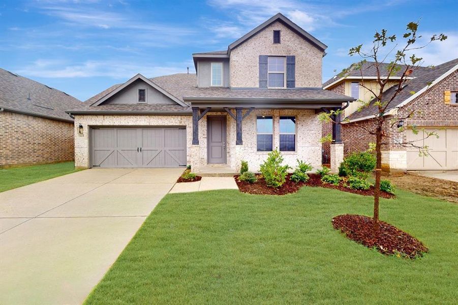 Front exterior of a new home in Lilybrooke at Legacy Hills, Celina, TX, highlighting curb appeal (Image 20). Front exterior of a new home in Lilybrooke at Legacy Hills, Celina, TX, highlighting curb appeal (Image 20).