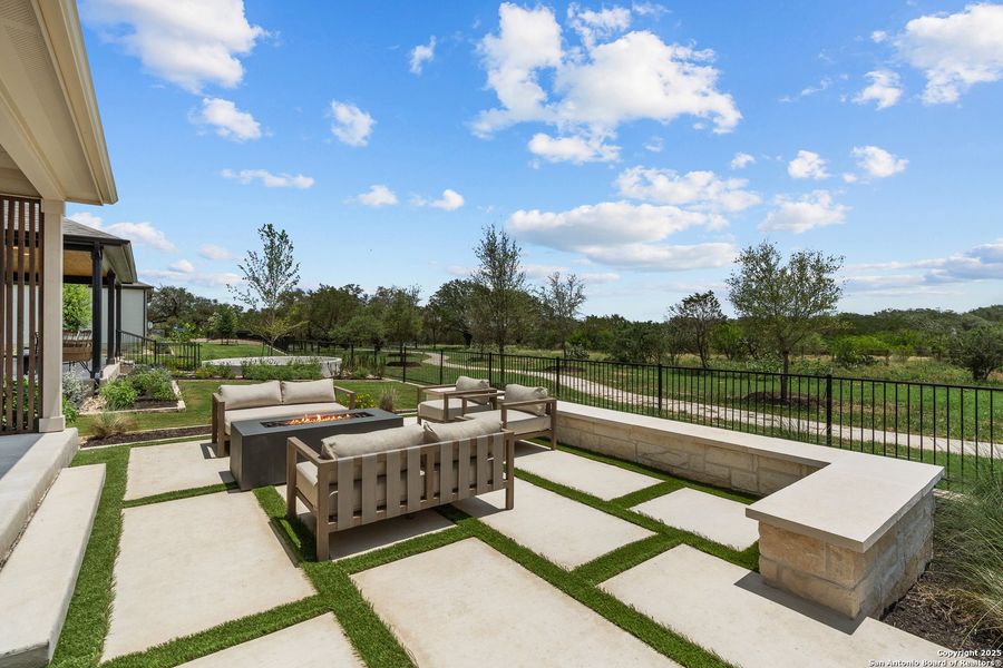 Exterior details and patio area of a home in Del Webb New Braunfels at Veramendi, New Braunfels (Image 20).