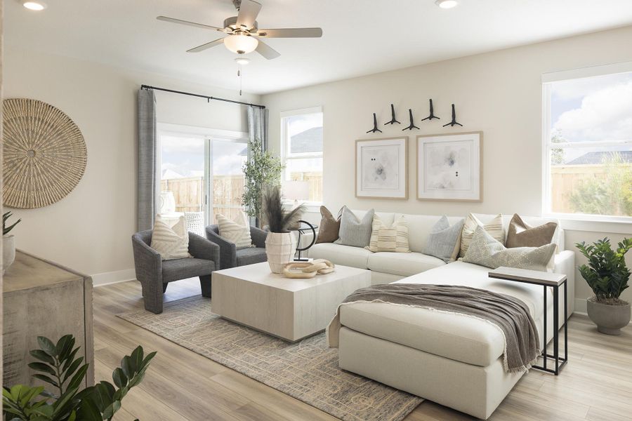 Representative furnished interior of a home built from the Rebecca by Risewell Homes in Lariat, Liberty Hill (Image 9). Representative furnished interior of a home built from the Rebecca by Risewell Homes in Lariat, Liberty Hill (Image 9).