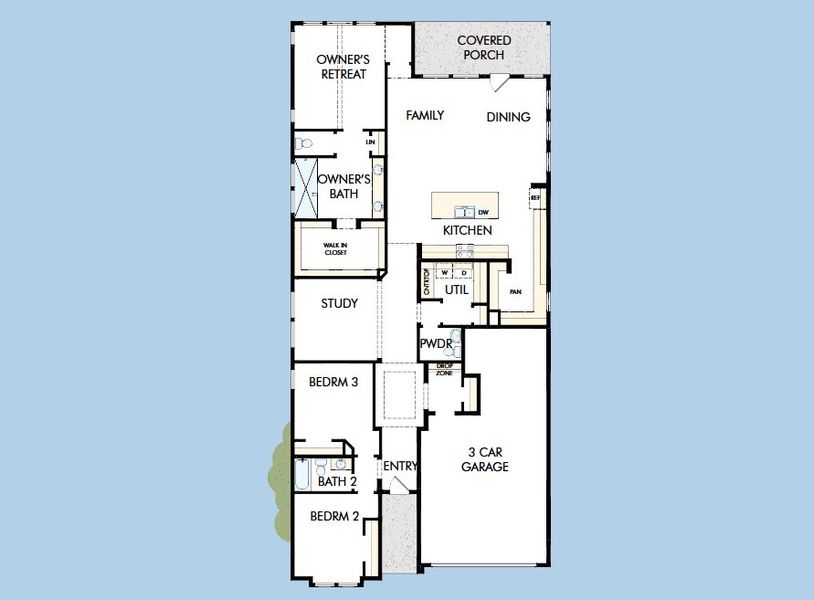 2D floor plan layout for the The Cornwall by David Weekley Homes in The Highlands Encore - Tranquil Collection, Porter, TX (Image 3).