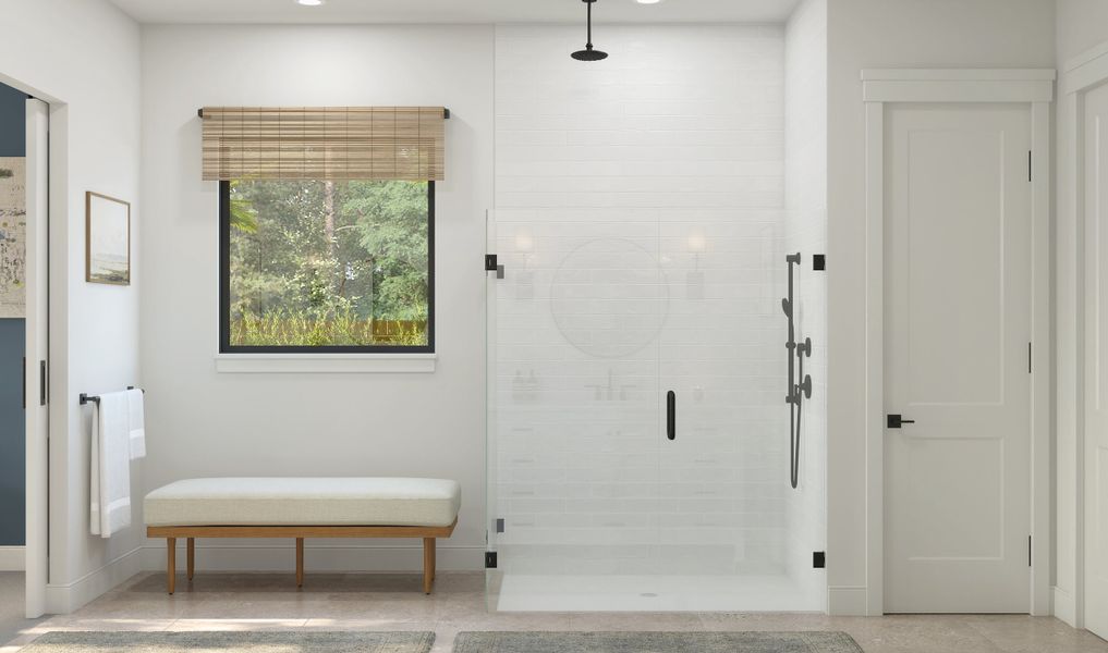 Primary bath with glass shower enclosure Primary bath with glass shower enclosure