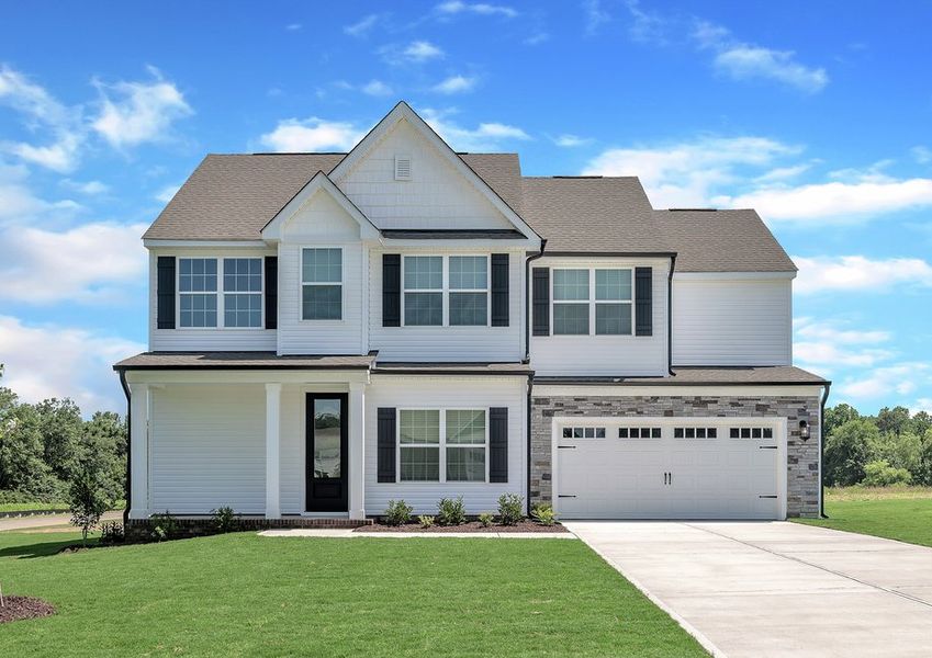 The Lee boast two stories and stone detailing.