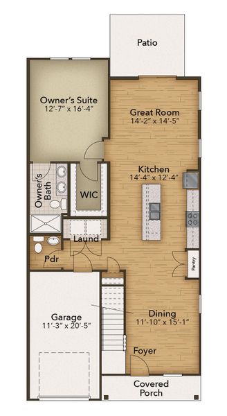 2D floor plan layout for the The Waterlily by Chesapeake Homes in Riverwalk Pointe, Leland, NC (Image 3).