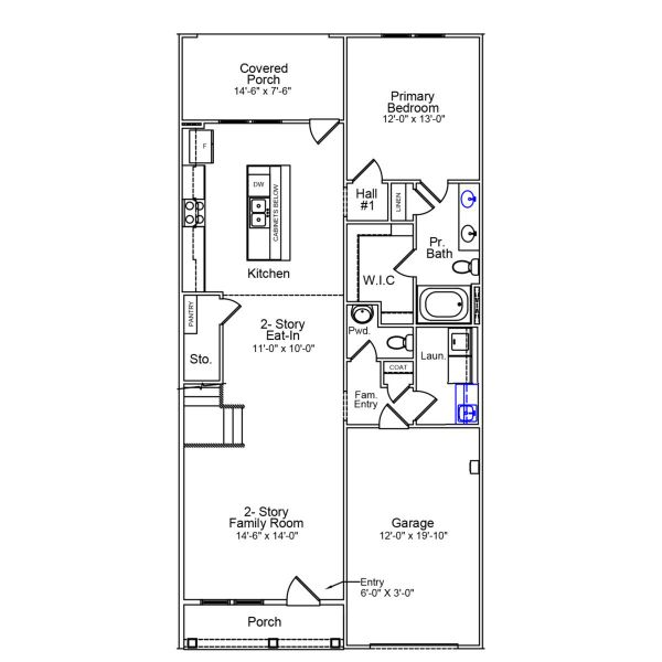 2D floor plan layout of this home in Ovation at Sweetbrier, Durham, NC (Image 1).