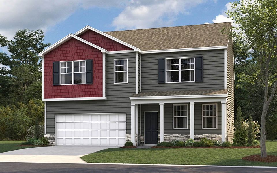 Representative exterior photo of a completed home built from the Hanover by D.R. Horton in Hawk's Ridge, Rossville, GA (Image 2). Representative exterior photo of a completed home built from the Hanover by D.R. Horton in Hawk's Ridge, Rossville, GA (Image 2).