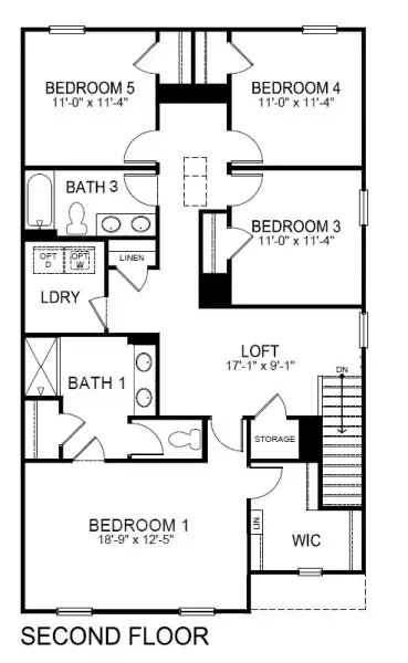 2D floor plan layout of this home in Trailside Run, Spartanburg, SC (Image 6).