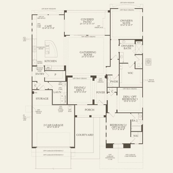 2D floor plan layout for the Endeavor Final Opportunity by Del Webb in Sun City Anthem at Merrill Ranch, Florence, AZ (Image 3).