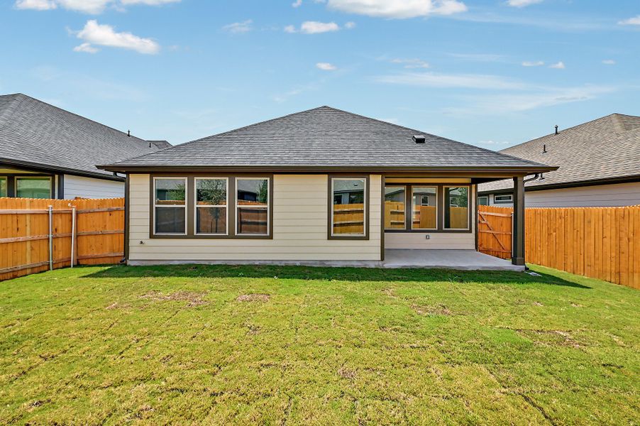 Exterior details and patio area of a home in Prairie Winds, Hutto (Image 19). Exterior details and patio area of a home in Prairie Winds, Hutto (Image 19).