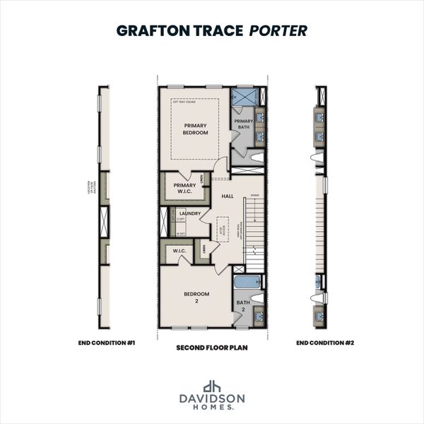 2D floor plan layout for the The Porter A by Davidson Homes LLC in Grafton Trace, Woodstock, GA (Image 3).
