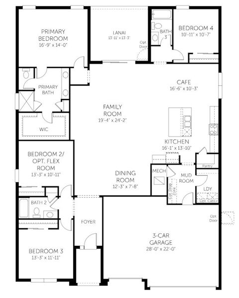 2D floor plan layout of this home in Brystol North at Wylder, Port St. Lucie, FL (Image 5).