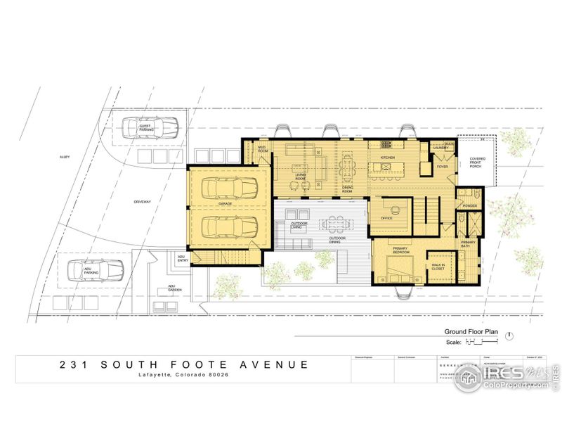 The architect seller has crafted a main level primary suite floorplan with an ADU that can be constructed on the lot. Use this design or bring your own. Main Level.