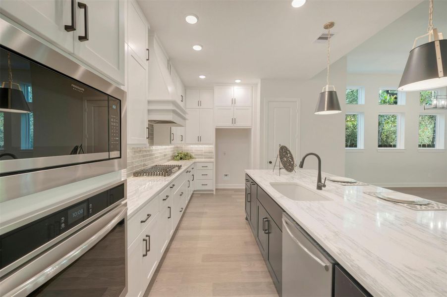 Blanco scratch resistent sink, gorgeous counters, double trash drawer and so much more!