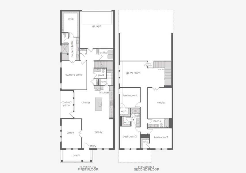 2D floor plan layout for the Laurent by Normandy Homes in Hazelwood 40' Series, Frisco, TX (Image 3).