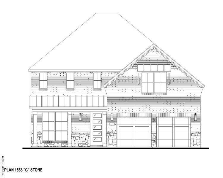 Plan 1568 Elevation C w/ Stone