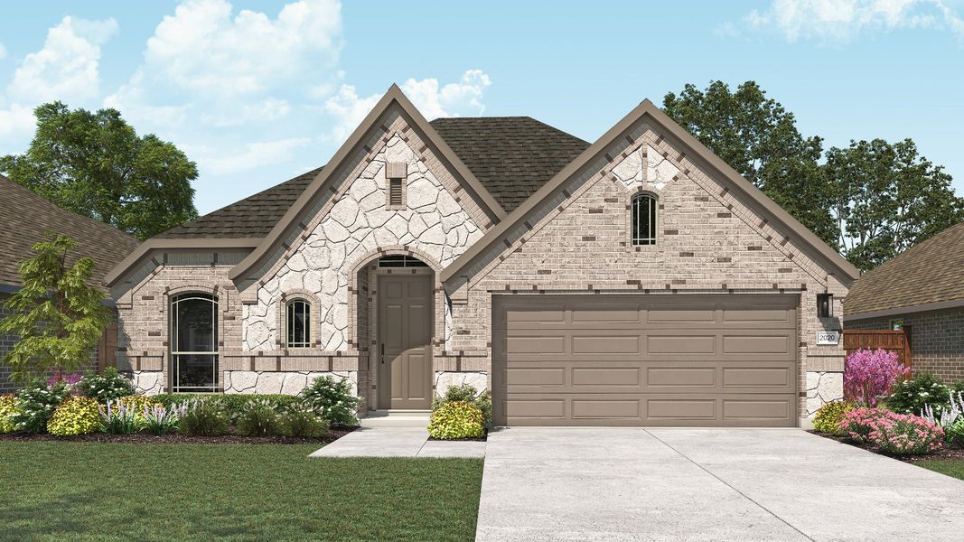 Representative exterior photo of a completed home built from the Laurel by DRB Homes in Parkside on the River, Georgetown, TX (Image 4). Representative exterior photo of a completed home built from the Laurel by DRB Homes in Parkside on the River, Georgetown, TX (Image 4).
