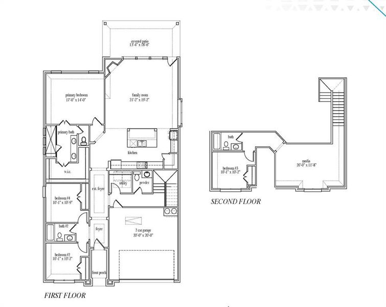 2D floor plan layout of this home in The Retreat - Phase 1, Waxahachie, TX (Image 3).