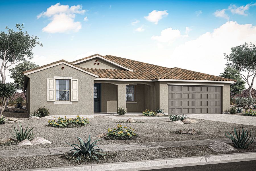 Representative exterior photo of a completed home built from the Currant by Mattamy Homes in Tierra Vistoso, Surprise, AZ (Image 4).