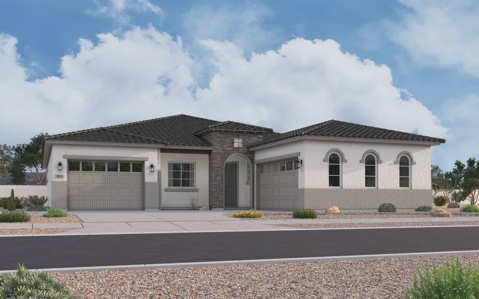 Representative exterior photo of a completed home built from the Carter by Elliott Homes in Valencia at Granite Vista, Waddell, AZ (Image 22). Representative exterior photo of a completed home built from the Carter by Elliott Homes in Valencia at Granite Vista, Waddell, AZ (Image 22).