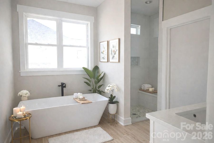Modern soaking Tub in main Bath.