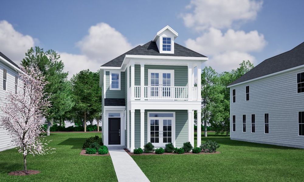 Front exterior of a new home in Renaissance at White Oak, Garner, NC, highlighting curb appeal (Image 1). Front exterior of a new home in Renaissance at White Oak, Garner, NC, highlighting curb appeal (Image 1).