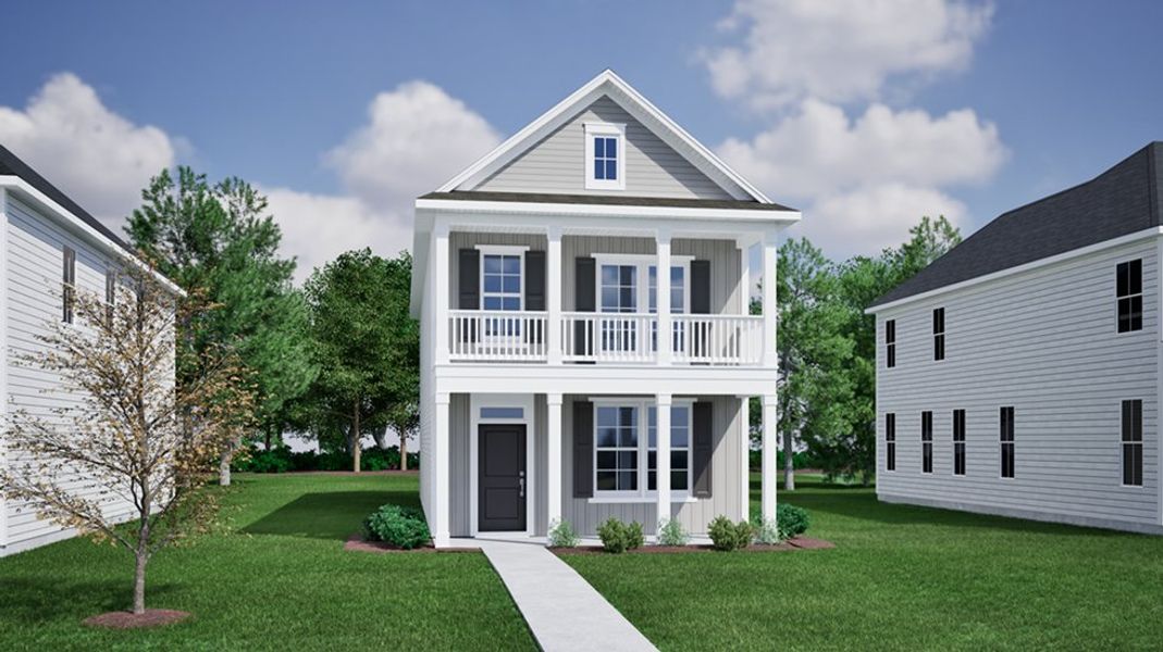Front exterior of a new home in Renaissance at White Oak, Garner, NC, highlighting curb appeal (Image 1). Front exterior of a new home in Renaissance at White Oak, Garner, NC, highlighting curb appeal (Image 1).