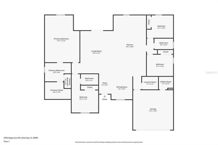 2D floor plan layout of this home in , Palm Bay, FL (Image 5).