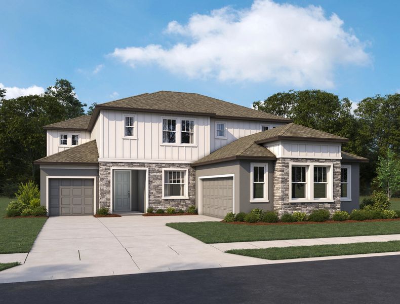 Front exterior of a home in the Oakfield Trails Signature community, located in Parrish, FL (Image 12).