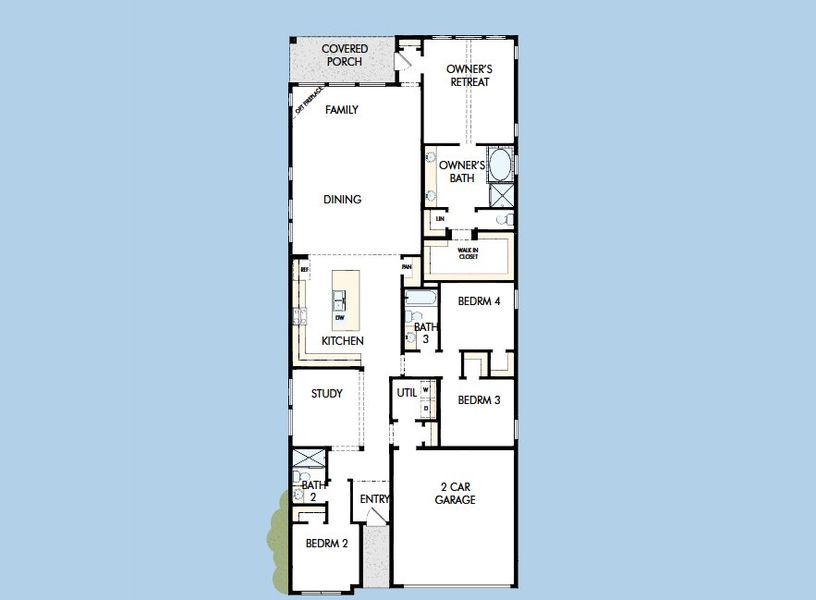 2D floor plan layout for the The Crystal Beach by David Weekley Homes in Elyson 45', Katy, TX (Image 4).
