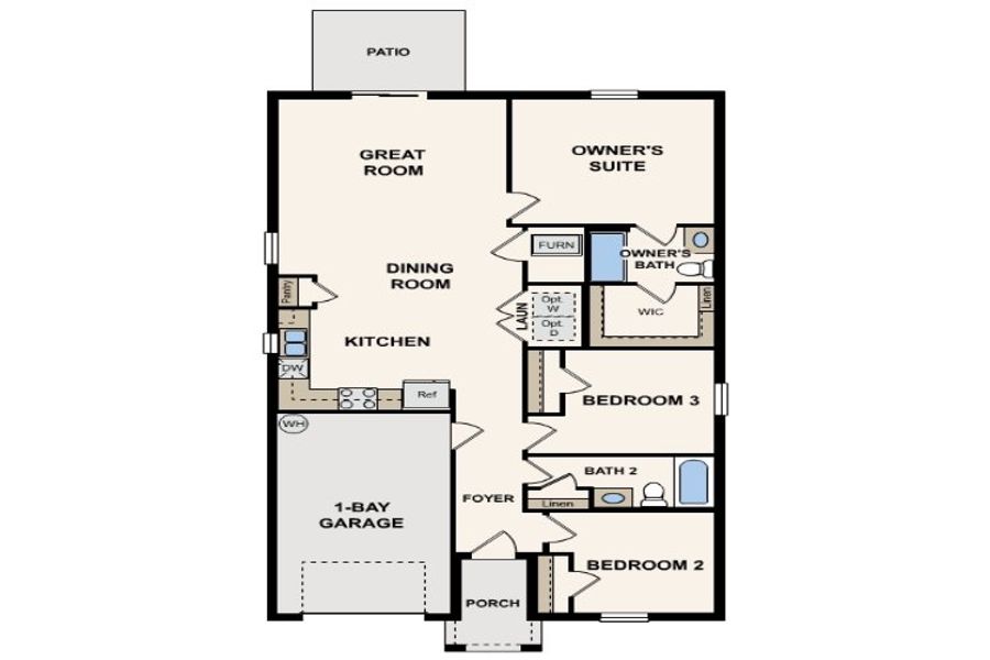 2D floor plan layout for the Lawson by Century Complete in Rainbow Lakes Estates, Dunnellon, FL (Image 3). 2D floor plan layout for the Lawson by Century Complete in Rainbow Lakes Estates, Dunnellon, FL (Image 3).