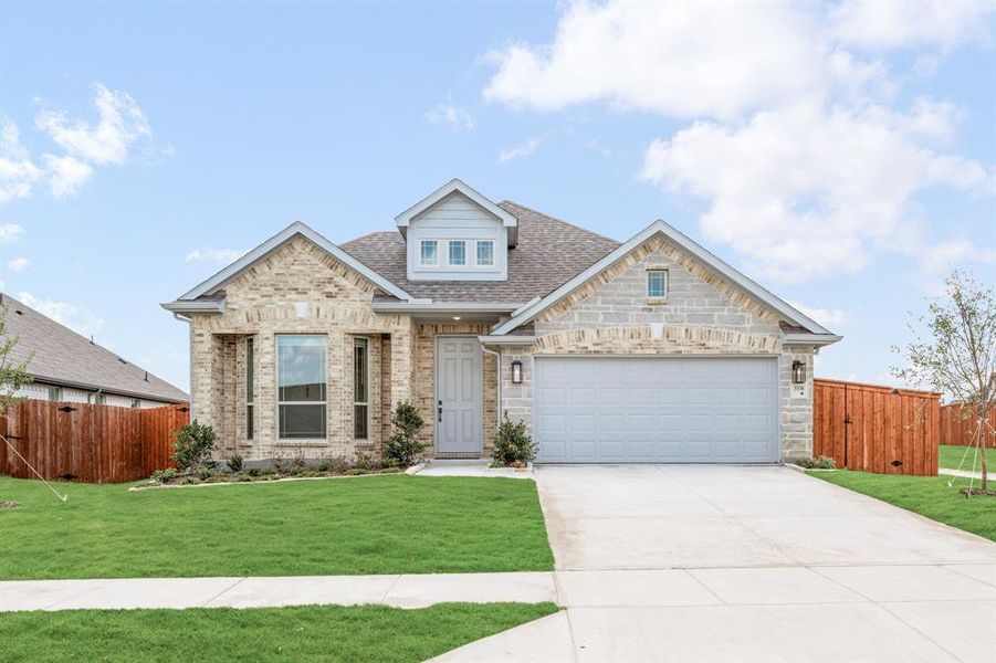 Front exterior of a new home in Heartland Classic 60, Crandall, TX, highlighting curb appeal (Image 23).