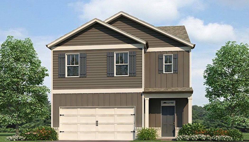 Representative exterior photo of a completed home built from the ROBIE by D.R. Horton in Oconee Overlook, Gainesville, GA (Image 6). Representative exterior photo of a completed home built from the ROBIE by D.R. Horton in Oconee Overlook, Gainesville, GA (Image 6).