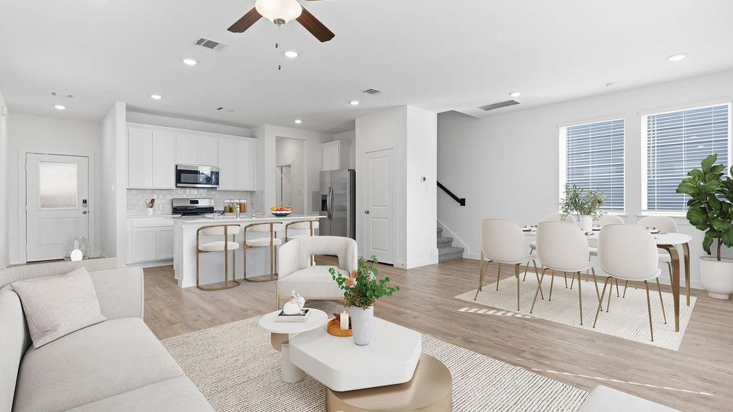 Elevations, exterior/ interior colors, options, available upgrades that require an additional charge, and standard features will vary in each community and subject change without notice. Call for details.