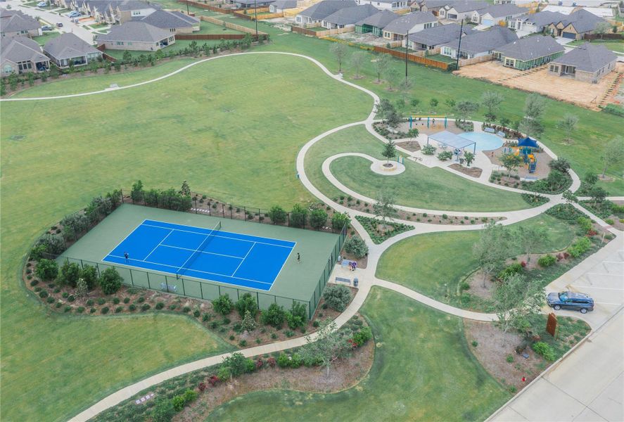 tennis courts, splashpad, walking paths and picnic area