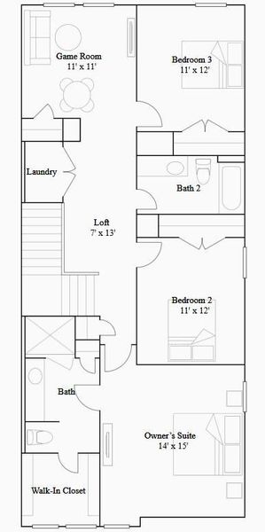 2D floor plan layout of this home in Bridgeland, Cypress, TX (Image 3).