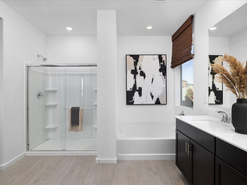 Primary Bathroom in Lark Floorplan modeled at Allure Vista