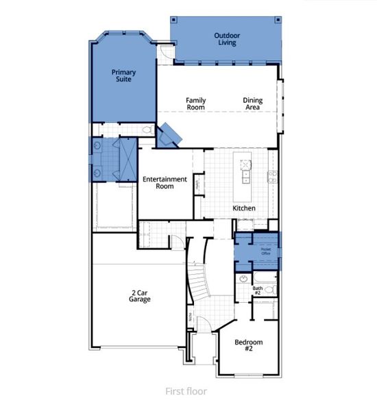 2D floor plan layout of this home in Wildflower Ranch: 50ft. lots, Dish, TX (Image 5).